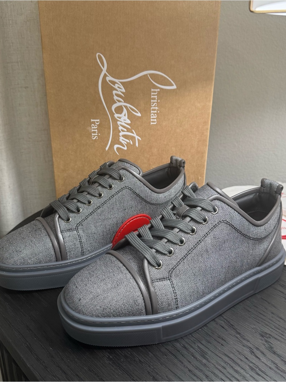 Christian Louboutin Adolon Junior Sneakers Linen Gray 42